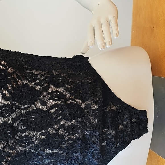 Vintage Jonden Romantic Goth Black Floral Lace Shortsleeve Bodysuit Small - Picture 7 of 16